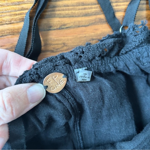 FP Free People One Black Boho Shailee Black Mini Dress Medium - Picture 6 of 6